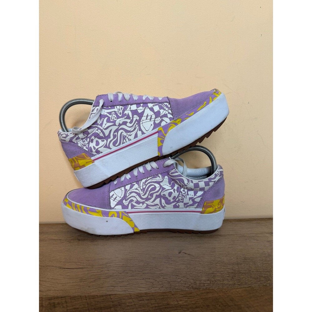 Vans Old Skool Stacked Wavy Days Platform Shoes Purple Size 8.5 Womens - Picture 6 of 9